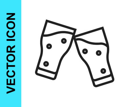 Black line Glass of beer icon isolated on white background. Vectorのイラスト素材