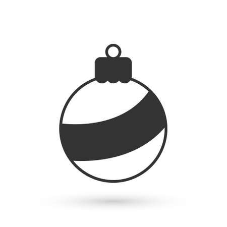 Grey Christmas ball icon isolated on white background. Merry Christmas and Happy New Year. Vectorのイラスト素材