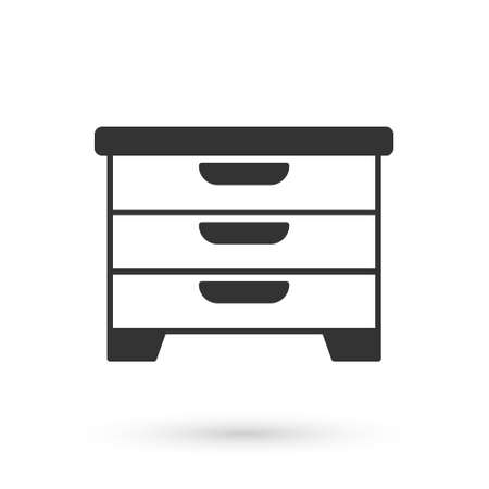 Grey Chest of drawers icon isolated on white background. Vectorのイラスト素材