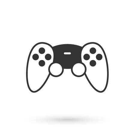 Grey Game controller or joystick for game console icon isolated on white background. Vector