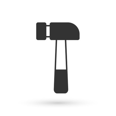 Grey Hammer icon isolated on white background. Tool for repair. Vectorのイラスト素材