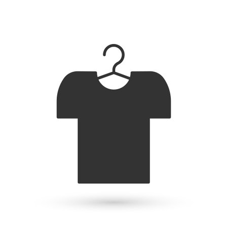 Grey T-shirt on hanger icon isolated on white background. Vectorのイラスト素材