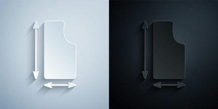 Paper cut Sewing pattern icon isolated on grey and black background. Markings for sewing. Paper art style. Vectorのイラスト素材