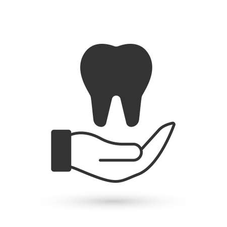 Grey Tooth icon isolated on white background. Tooth symbol for dentistry clinic or dentist medical center and toothpaste package. Vectorのイラスト素材