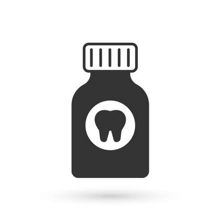 Grey Toothache painkiller tablet icon isolated on white background. Tooth care medicine. Capsule pill and drug. Pharmacy design. Vectorのイラスト素材