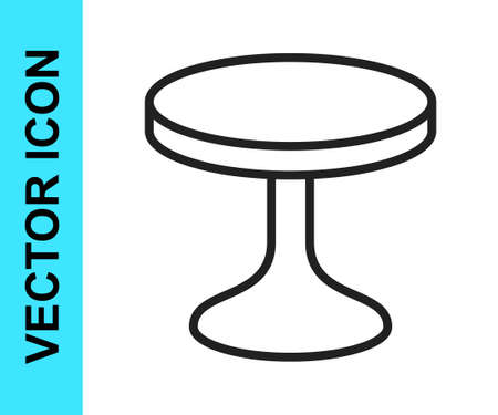 Black line Round table icon isolated on white background. Vectorのイラスト素材