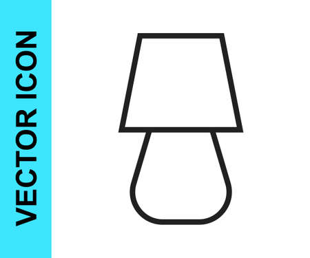 Black line Table lamp icon isolated on white background. Vectorのイラスト素材