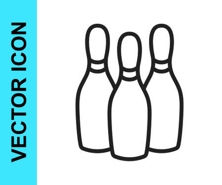 Black line Bowling pin icon isolated on white background. Juggling clubs, circus skittles. Vectorのイラスト素材