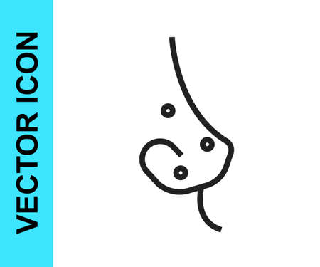 Black line Acne icon isolated on white background. Inflamed pimple on the skin. The sebum in the clogged pore promotes the growth of a bacteria. Vectorのイラスト素材