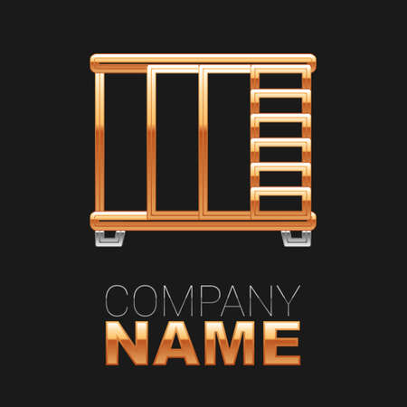 Line Wardrobe icon isolated on black background. Cupboard sign. Colorful outline concept. Vectorのイラスト素材