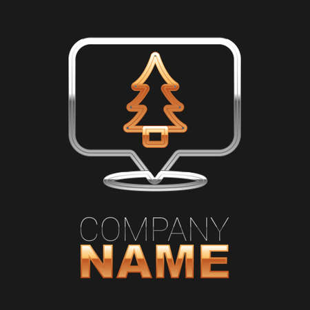 Line Location of the forest on a map icon isolated on black background. Colorful outline concept. Vectorのイラスト素材