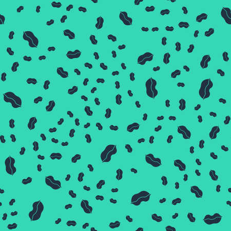 Black Smiling lips icon isolated seamless pattern on green background. Smile symbol. Vectorのイラスト素材
