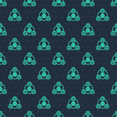 Green line Meeting icon isolated seamless pattern on blue background. Business team meeting, discussion concept, analysis, content strategy. Presentation conference. Vectorのイラスト素材