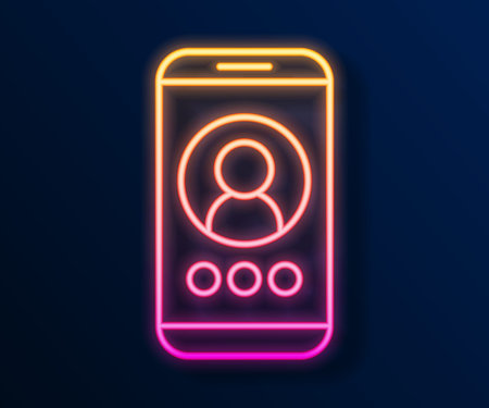 Glowing neon line Video chat conference icon isolated on black background. Online meeting work form home. Remote project management. Vectorのイラスト素材