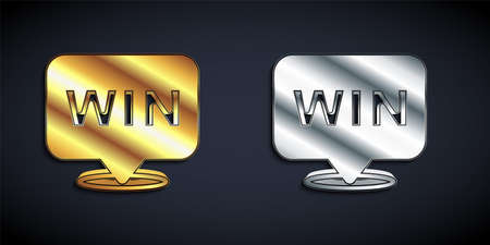 Gold and silver Medal icon isolated on black background. Winner symbol. Long shadow style. Vectorのイラスト素材