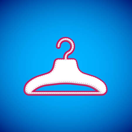 White Hanger wardrobe icon isolated on blue background. Cloakroom icon. Clothes service symbol. Laundry hanger sign. Vectorのイラスト素材
