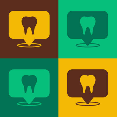 Pop art Dental clinic location icon isolated on color background. Vectorのイラスト素材