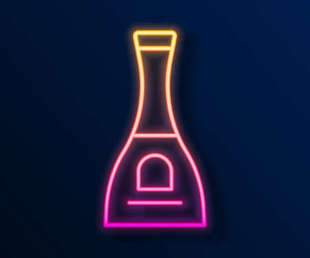 Glowing neon line Bottle of nail polish icon isolated on black background. Vectorのイラスト素材