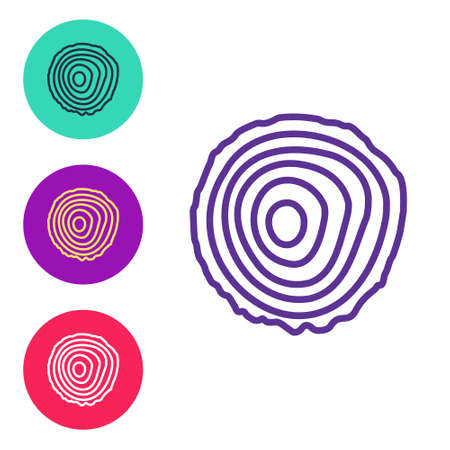 Set line Tree rings icon isolated on white background. Wooden cross section. Set icons colorful. Vectorのイラスト素材