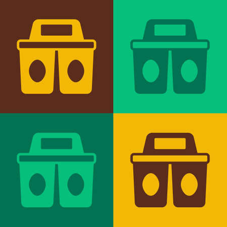 Pop art Coffee cup to go icon isolated on color background. Vectorのイラスト素材