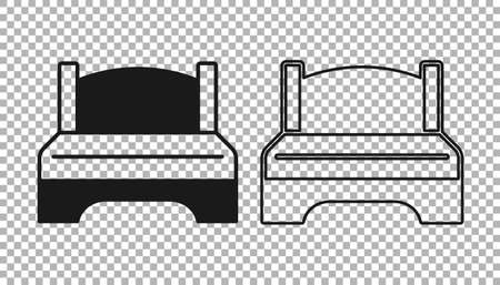 Black Big bed for two or one person icon isolated on transparent background. Vectorのイラスト素材