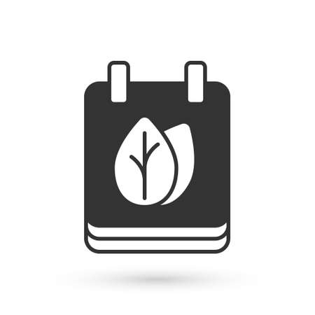 Grey Calendar with autumn leaves icon isolated on white background. Vectorのイラスト素材
