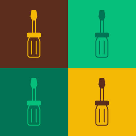 Pop art Screwdriver icon isolated on color background. Service tool symbol. Vectorのイラスト素材