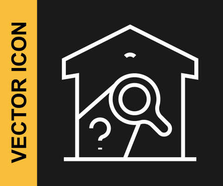 White line Warehouse check icon isolated on black background. Vectorのイラスト素材