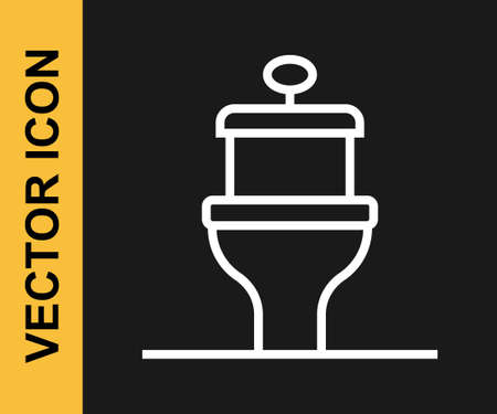 White line Toilet bowl icon isolated on black background. Vectorのイラスト素材