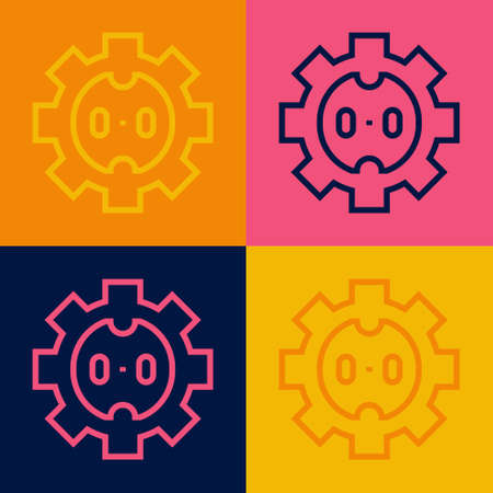 Pop art line Electrical outlet icon isolated on color background. Power socket. Rosette symbol. Vectorのイラスト素材
