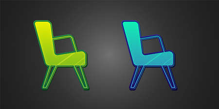 Green and blue Armchair icon isolated on black background. Vectorのイラスト素材