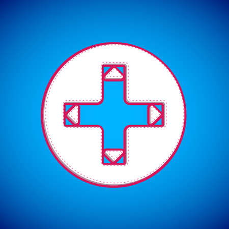 White Game controller or joystick for game console icon isolated on blue background. Vectorのイラスト素材