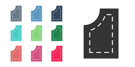 Black Sewing pattern icon isolated on white background. Markings for sewing. Set icons colorful. Vectorのイラスト素材