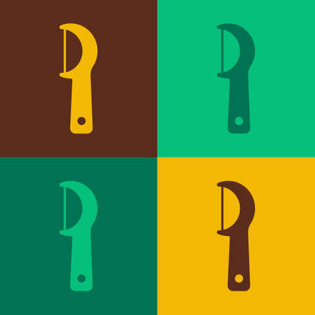 Pop art Dental floss icon isolated on color background. Vectorのイラスト素材