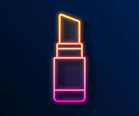 Glowing neon line Lipstick icon isolated on black background. 8 March. International Happy Women Day. Vectorのイラスト素材