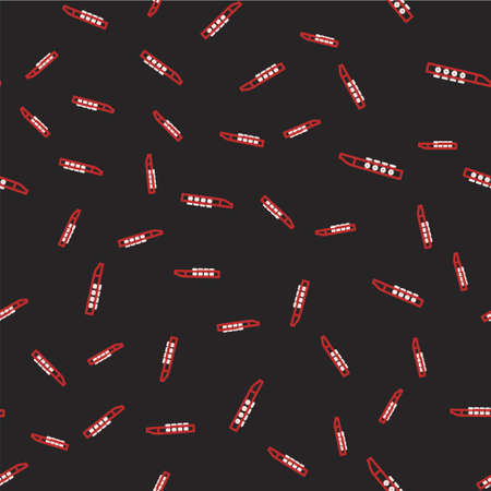 Line Flute icon isolated seamless pattern on black background. Musical instrument. Vectorのイラスト素材