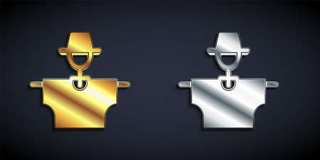 Gold and silver Scarecrow icon isolated on black background. Long shadow style. Vectorのイラスト素材