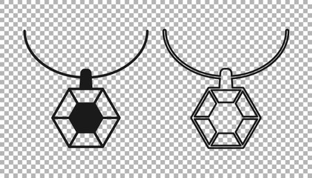 Black Pendant on necklace icon isolated on transparent background. Vectorのイラスト素材