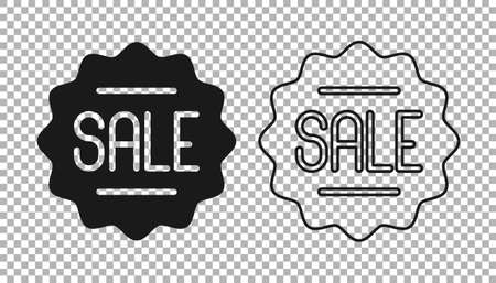Black Price tag with an inscription Sale icon isolated on transparent background. Badge for price. Promo tag discount. Vectorのイラスト素材