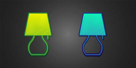Green and blue Table lamp icon isolated on black background. Night light. Vectorのイラスト素材