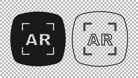 Black Augmented reality AR icon isolated on transparent background. Virtual futuristic wearable devices. Vectorのイラスト素材
