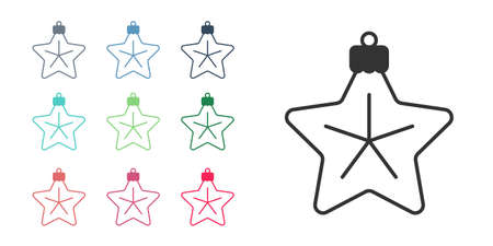 Black Christmas star icon isolated on white background. Merry Christmas and Happy New Year. Set icons colorful. Vectorのイラスト素材