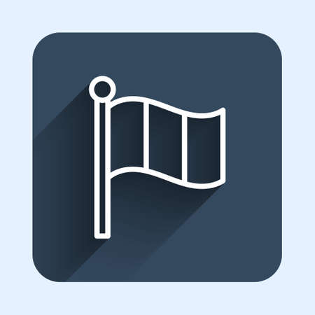 White line Flag Italy icon isolated with long shadow background. Blue square button. Vectorのイラスト素材