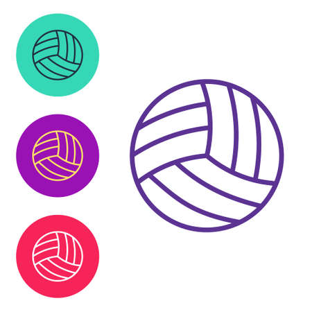 Set line Volleyball ball icon isolated on white background. Sport equipment. Set icons colorful. Vectorのイラスト素材