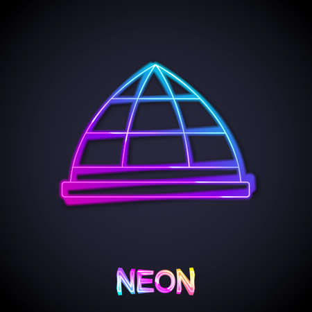 Glowing neon line Playground climbing equipment icon isolated on black background. Kid playground climb. Vectorのイラスト素材