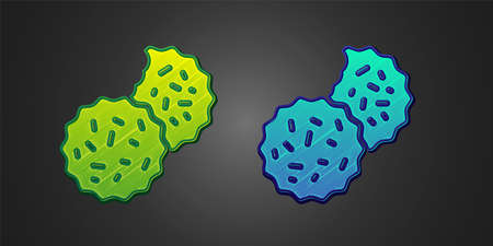 Green and blue Cookie or biscuit with chocolate icon isolated on black background. Vectorのイラスト素材