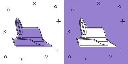 Set Oktoberfest hat icon isolated on white and purple background. Hunter hat with feather. German hat. Vectorのイラスト素材