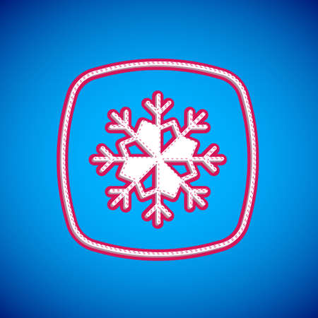 White Snowflake icon isolated on blue background. Merry Christmas and Happy New Year. Vectorのイラスト素材