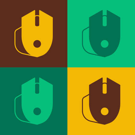 Pop art Computer mouse gaming icon isolated on color background. Optical with wheel symbol. Vectorのイラスト素材