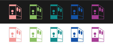 Set Case of computer icon isolated on black and white background. Computer server. Workstation. Vectorのイラスト素材